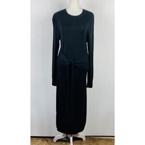 Lascana Venus Sweater Dress 4 6 Black Waist Tie Long Sleeve Midi